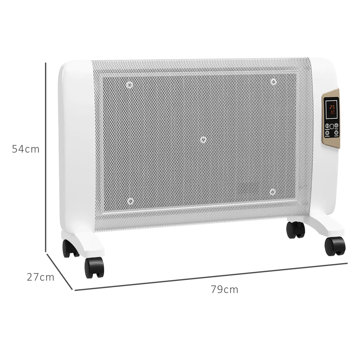HOMCOM Mica Electric Space Heater, Portable Heater for Home with 2 Heat Settings, Living Room, Study, Garage, Adjustable Temperature 18-30C, 1000W/2000W, White