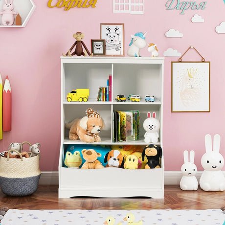 3-Tier Wooden Bookshelf with Spacious Storage Space for Playroom Bedroom