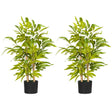 HOMCOM 2 PCs Artificial Plants Bamboo Tree in Pot Desk Fake Plants for Home Indoor Outdoor Decor, 15x15x60cm, Green