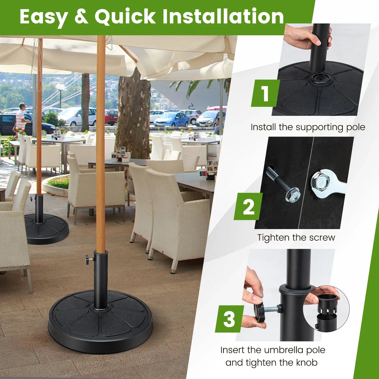 40LBS 21.5Inch Round Outdoor Umbrella Base