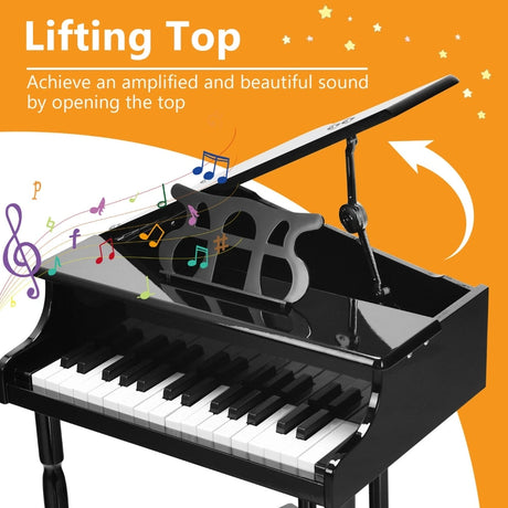 Musical Instrument 30-KeyMini Grand Piano with Bench-Black
