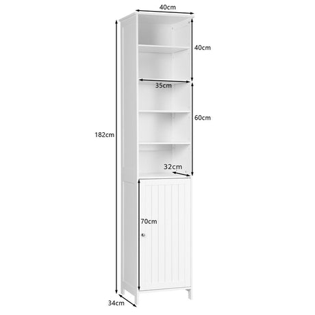 Bathroom Storage Cabinet with 5 Open Shelves for Home