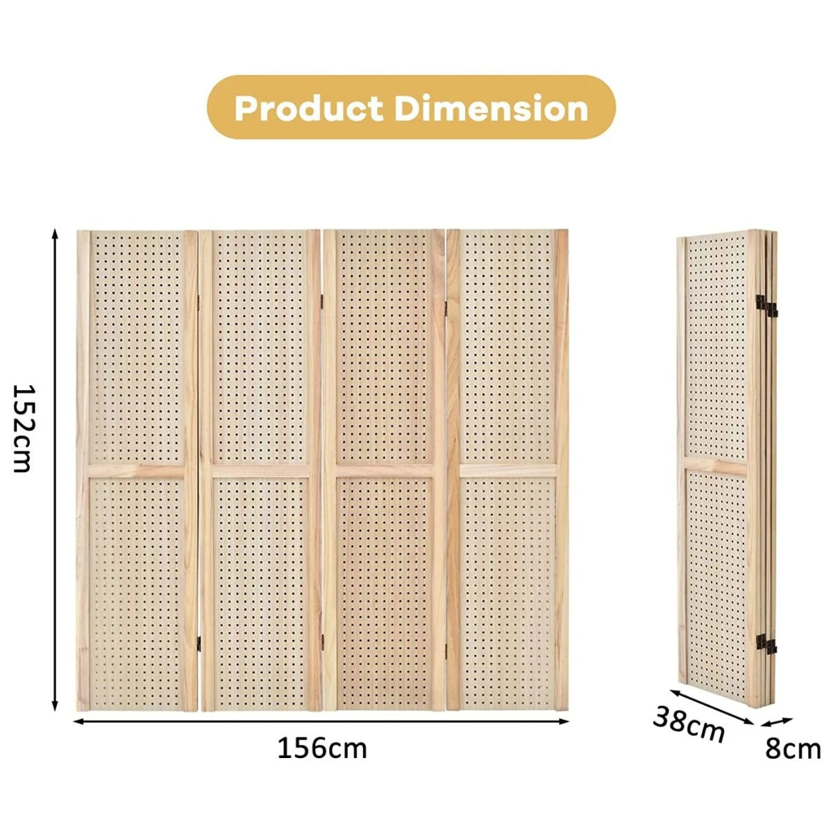 152 cm Tall Folding 4-Panel Pegboard Display