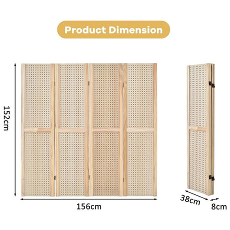 152 cm Tall Folding 4-Panel Pegboard Display