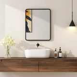 HOMCOM Rectangular Wall Mirror with HD Glass - Black
