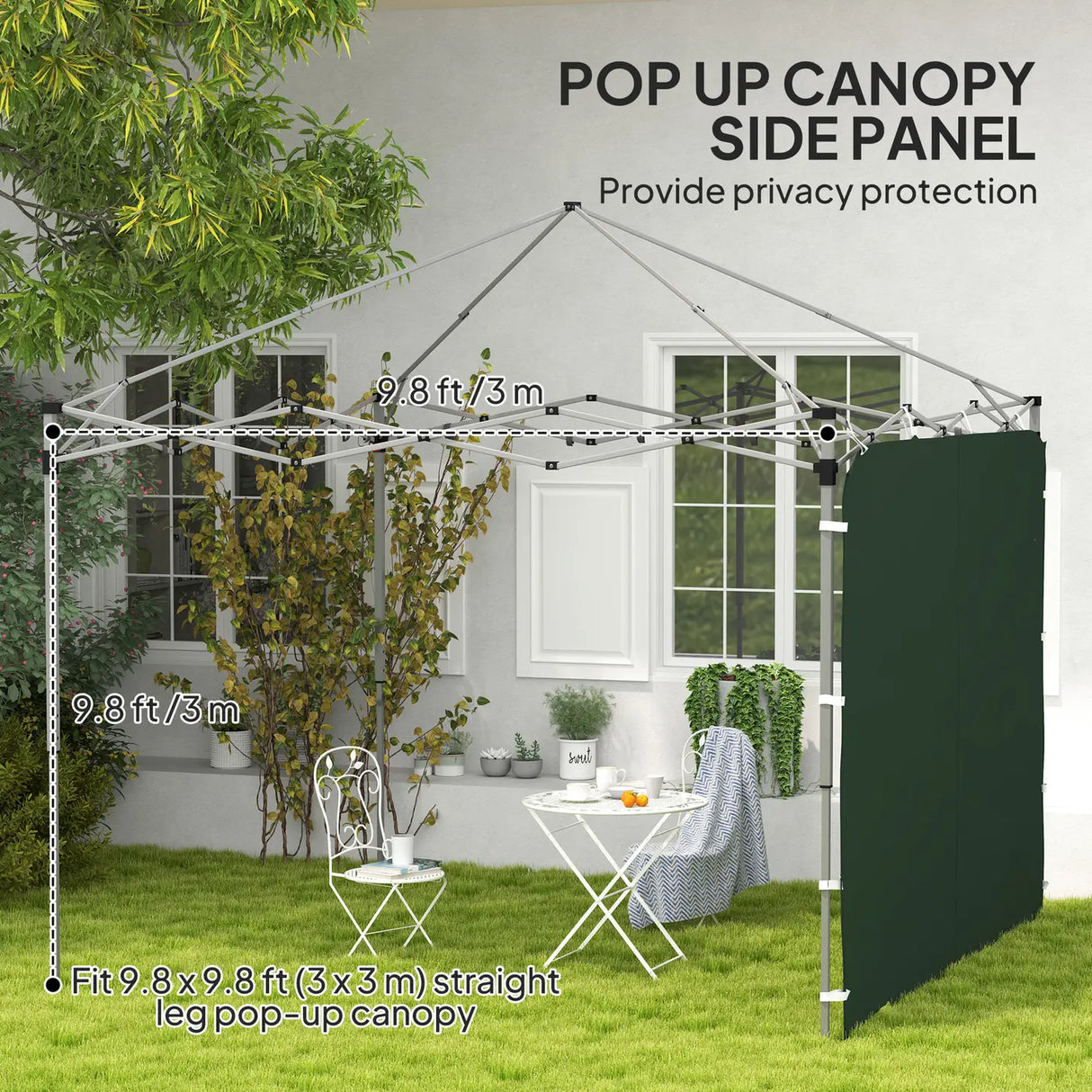 Outsunny 195 x 295cm Replacement Gazebo Sidewall - Green