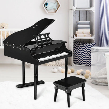 Musical Instrument 30-KeyMini Grand Piano with Bench-Black