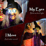 Outsunny 6ft Animated Witch Decoration, with Sound - Purple/White