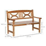 Outsunny 2-Seater Wooden Garden Bench Outdoor Patio Loveseat for Yard, Lawn, Porch, Natural