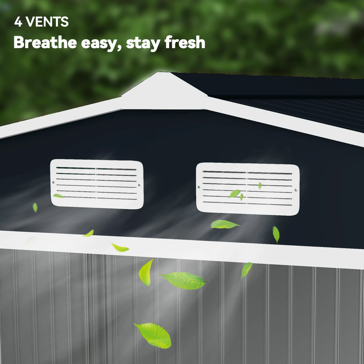 Outsunny 9 x 6ft Metal Bicycle Shed, Outdoor Storage Tool House with Ventilation Slots, Foundation Kit and Lockable Double Doors, Dark Grey