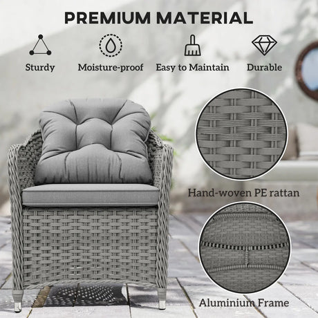 Outsunny Seven-Piece Rattan Dining Set - Light Grey