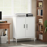 HOMCOM Metal Storage Cabinet with Lock and Adjustable Shelves - White