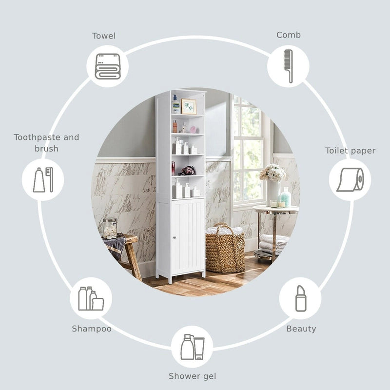 Bathroom Storage Cabinet with 5 Open Shelves for Home