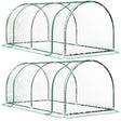 Outsunny Set of 2 Tunnel Greenhouse, Green Grow House with Roll-up Door, Steel Frame, Plastic Cover for Garden, Outdoor, 200 x 100 x 80cm, Clear