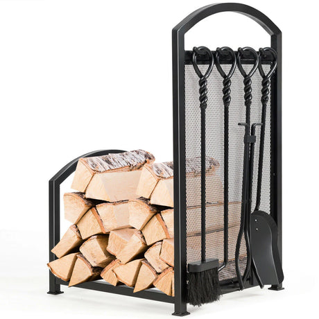 Firewood Log Rack with 4 Tools Set