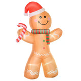 HOMCOM 8ft Christmas Inflatable Gingerbread Man, Lighted Blow Up Yard Decor Indoor Outdoor Garden Lawn Party Prop