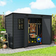 Outsunny 10 x 4 ft Resin Garden Shed, Outdoor Storage Shed with Floor, Windows, Lockable Doors and Vents, Dark Grey
