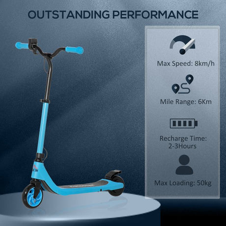 HOMCOM Electric Scooter, 120W Motor E-Scooter, Adjustable Height, Rear Brake for Ages 6+ Years - Blue