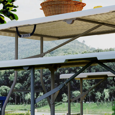 Outsunny Three-Piece Folding Picnic Table and Bench Set - White