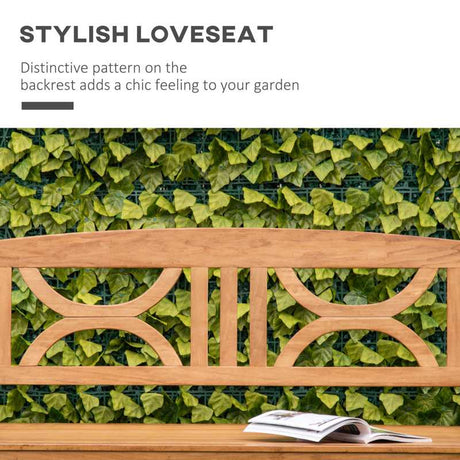 Outsunny 2-Seater Wooden Garden Bench Outdoor Patio Loveseat for Yard, Lawn, Porch, Natural