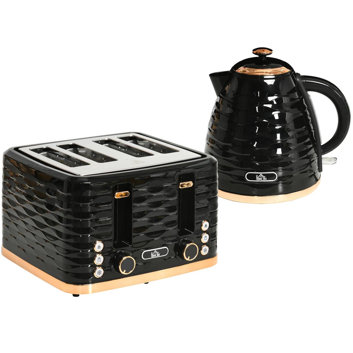 HOMCOM Four-Slice Rippled Toaster - Black