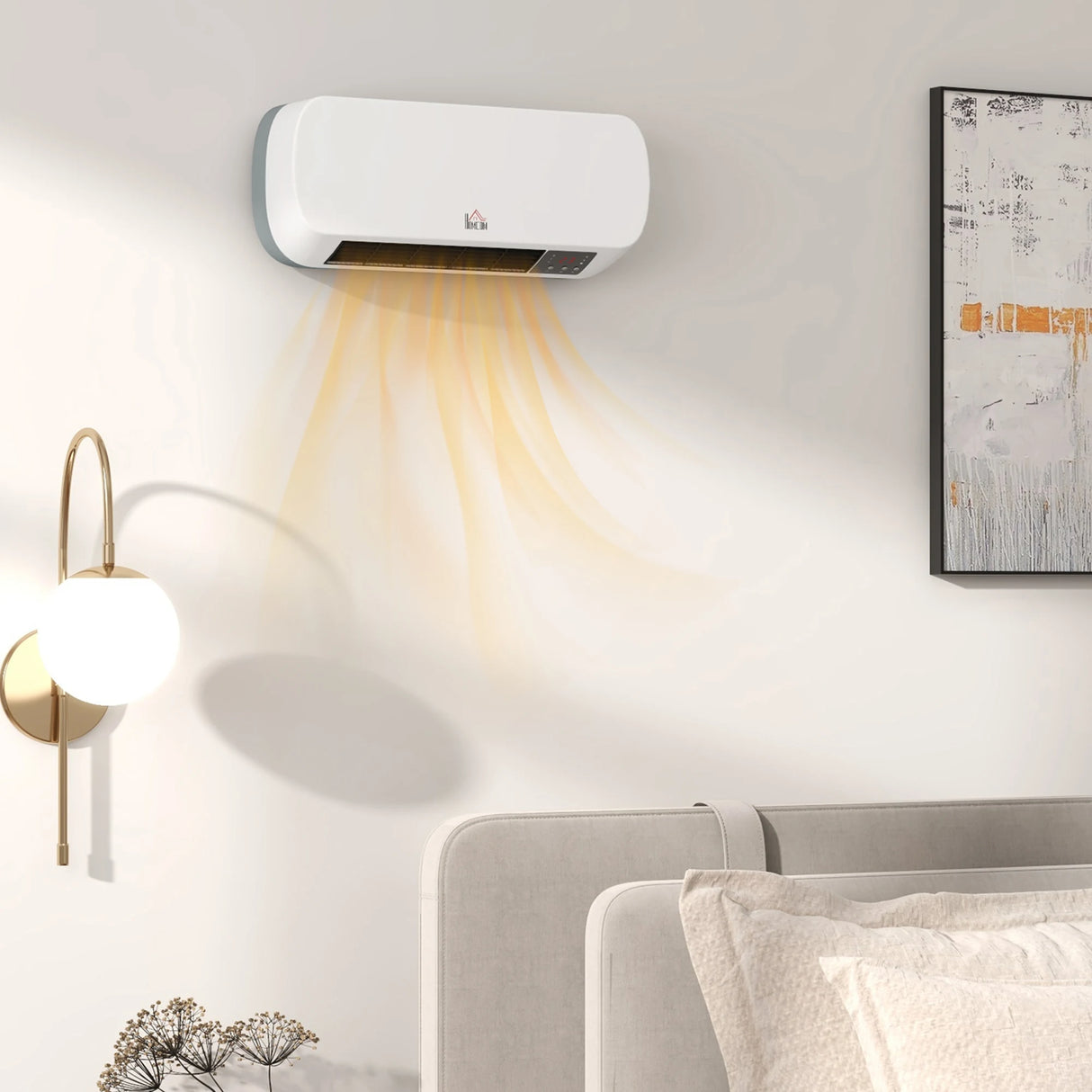 HOMCOM 2000W Wall Mounted Ceramic Space Heater, 10-49C Temperature, White