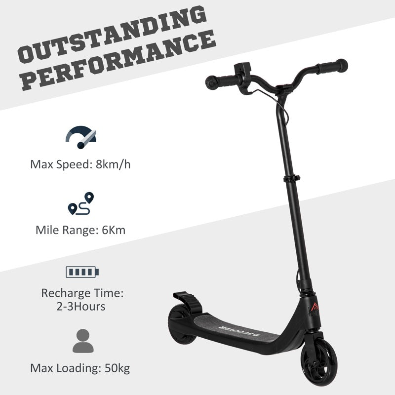 HOMCOM Electric Scooter, 120W Motor E-Scooter, Adjustable Height, Rear Brake for Ages 6+ Years - Black