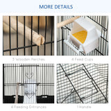 PawHut Large Metal Bird Cage with Stand, Perches, Food Bowls, Swing, for Budgies, Parakeets, Black