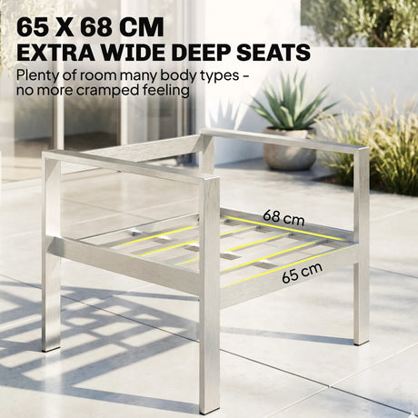 Outsunny 4 Seater Garden Furniture Set, Extra Wide Deep Garden Sofa Set with Olefin Cushions, Brushed Aluminium Frame, Dark Grey