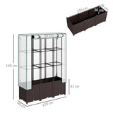 Outsunny Raised Garden Bed with Trellis, Plastic Planter Box with PE Cover, Drainage Holes, Drain Plugs and Water Reservoirs for Climbing Plants, Vegetables, Flowers, 120 x 40 x 140 cm