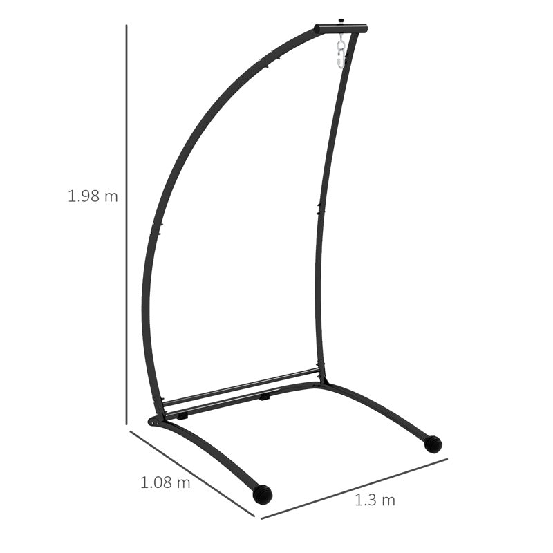 Outsunny Hammock Chair Stand, C Shape Hanging Heavy Duty Metal Frame Hammock Stand for Hanging Hammock Air Porch Swing Chair, Indoor & Outdoor Use, Black