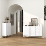 HOMCOM Modern Luxe High Gloss Sideboard, with Hairpin Legs - White