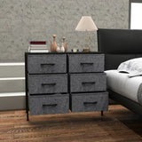 HOMCOM Fabric Chest of Drawers, Industrial Bedroom Dresser with 6 Fabric Drawers, Steel Frame and Wooden Top for Nursery, Living Room, Hallway, Black