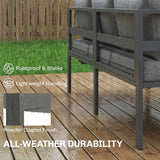 Outsunny 3 Pieces Garden Furniture Set, Aluminium Corner Lounge Set with Adjustable Backrest and Coffee Table