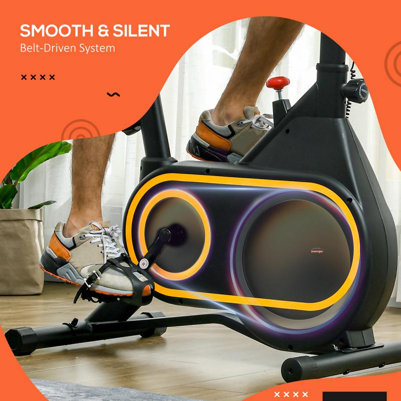 SPORTNOW Magnetic Indoor Cycling Bike, Exercise Bike with Silent Flywheel, LCD Display, Tablet Holder, Comfortable Seat