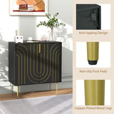 HOMCOM Art Deco Inspired Sideboard, with Adjustable Shelf - Black/Gold Tone