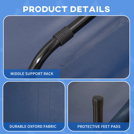 PawHut Raised Dog Bed Cat Elevated Lifted Portable Camping w/ Metal Frame Blue (Large)