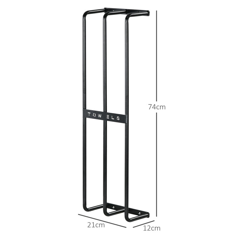 HOMCOM Six Large Towel Metal Holder, with Mounting Accessories