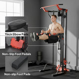 SPORTNOW Power Tower with Lat Pull Down Machine, Pull Up Bar, Dip Station, Adjustable Height Power Pack for Home Gym