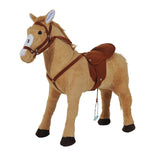 HOMCOM Kids Ride On Standing Horse Cuddly Toy Children Plush Soft Pony Gift w/ Neigh Sound or 3 Years and Up Beige