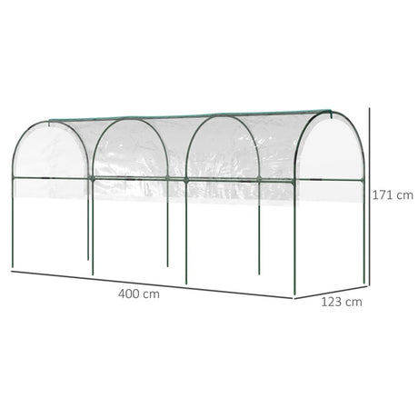 Outsunny Tunnel Tomato Greenhouse with 4 Hoops and Top Tap, Pointed Bottom and Guy Ropes, Clear