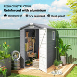 Outsunny 4.4ft x 6.2ft Aluminium Frame and Plastic Wall Shed, with Foundation - Grey