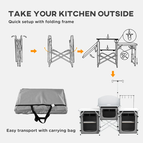 Outsunny Multi-Storage Portable Camping Kitchen, with Carry Bag