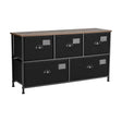 5-Drawer Dresser Storage Organizer Chest Fabric Drawer with Labels-Black