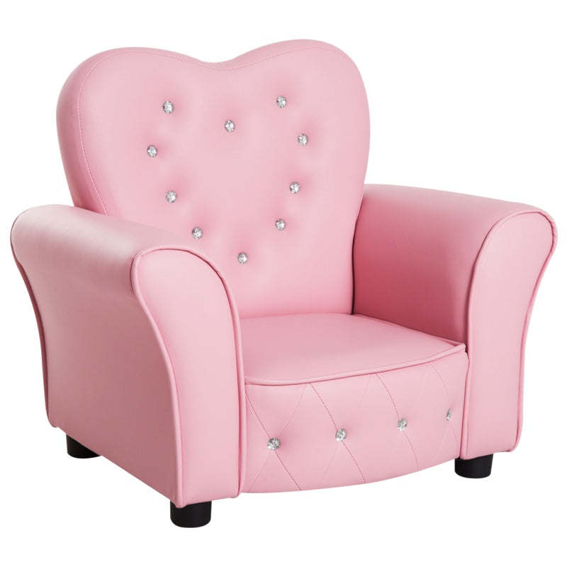 HOMCOM Kids Armchair Toddler Chair Seating Relax Playroom Seater Girl Princess Pink