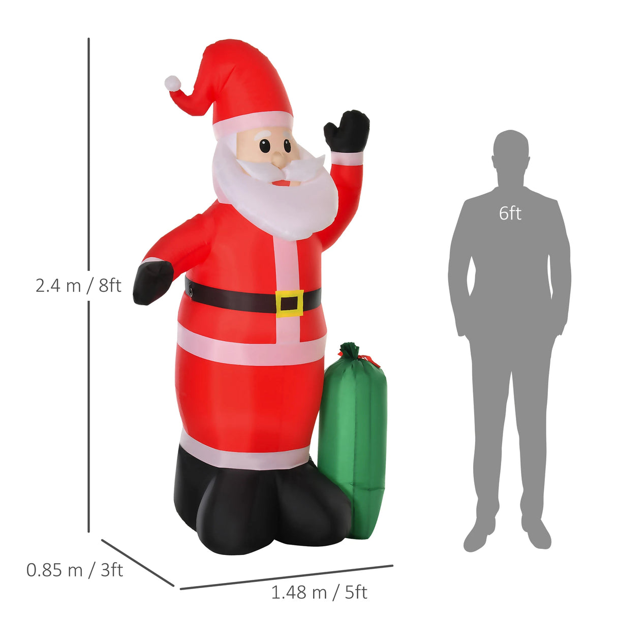 HOMCOM 7.5ft Inflatable Christmas Santa Claus with LED Air Blown Xmas Dcor Holiday Outdoor Yard Decoration