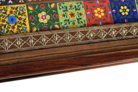 Giner and Colomer - Rosewood Coffee Table With Glass Top & Bronze/Ceramic Details