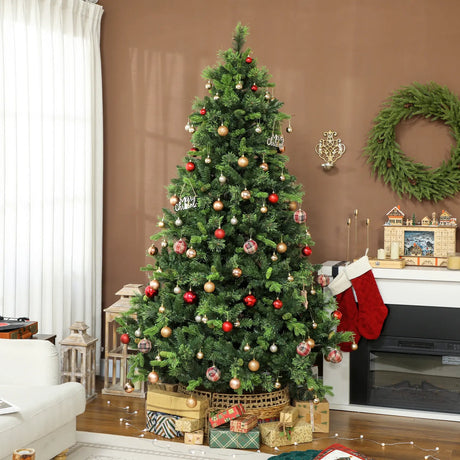 HOMCOM 7.5ft Carolina Pine Christmas Tree with Colourful DIY Synchronized LED Lights and Remote
