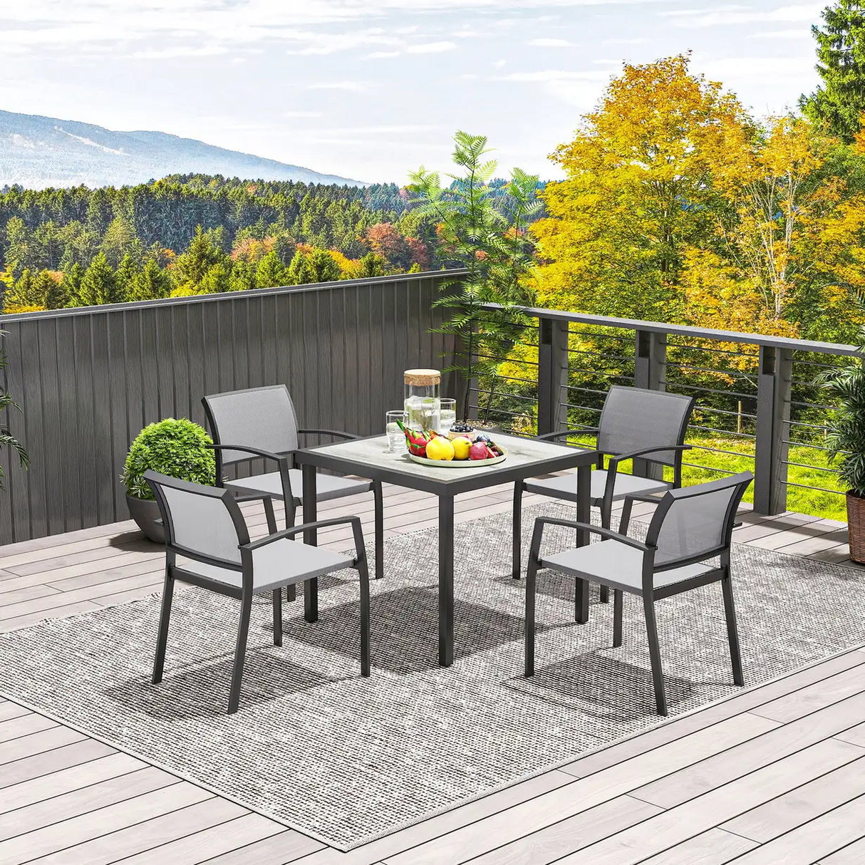 Outsunny Five-Piece Outdoor Garden Dining Set - Grey