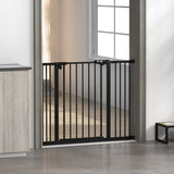 PawHut Metal 74-100cm Wide Adjustable Dog Gate Black